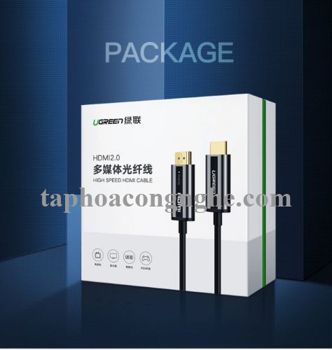 Ugreen 50221 80M màu Đen Cáp tín hiệu HDMI chuẩn 2.0 sợi quang cao cấp HD132 30050221